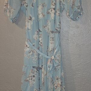 Motherhood Light Blue Floral Long Sleeve Dress Maternity